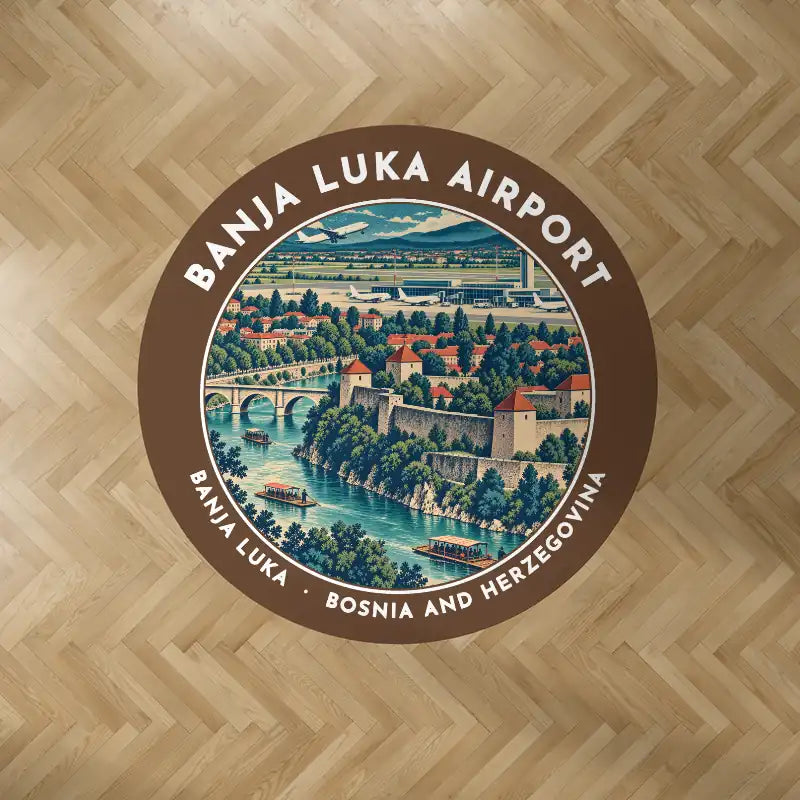 Banja Luka International Airport (BNX) Carpets - Carpet Round - Badge - Brown V2