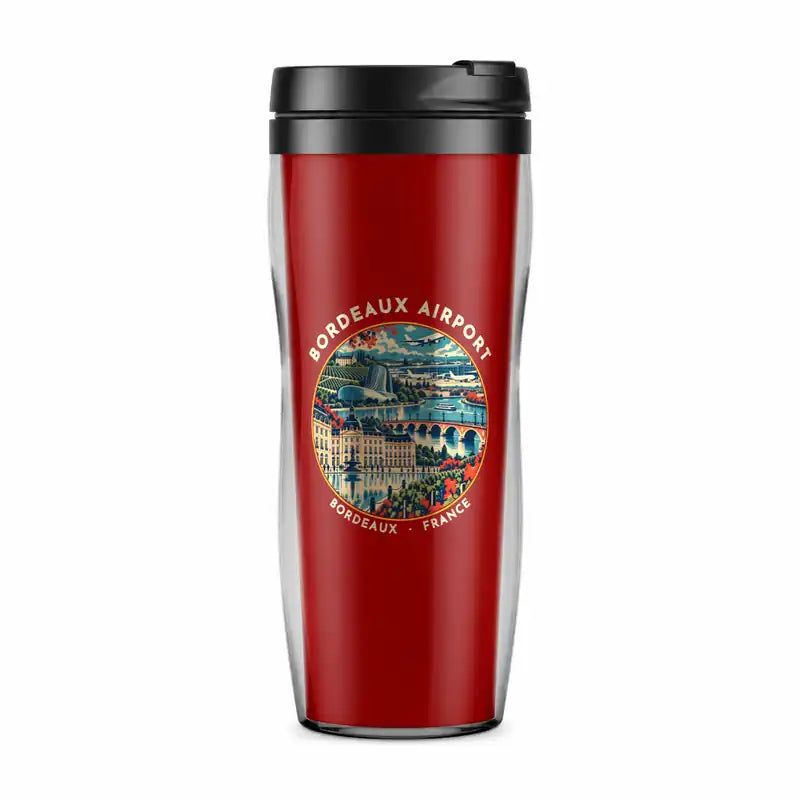 Bordeaux Airport (BOD) Travel Mugs - Badge - Plastic (No Holder) - Red