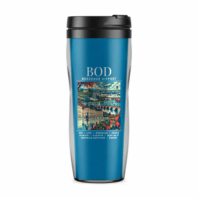 Bordeaux Airport (BOD) Travel Mugs - Poster - Plastic (No Holder) - Light Blue