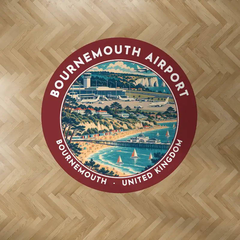Bournemouth Airport (BOH) Carpets - Carpet Round - Badge - Dark Red V2