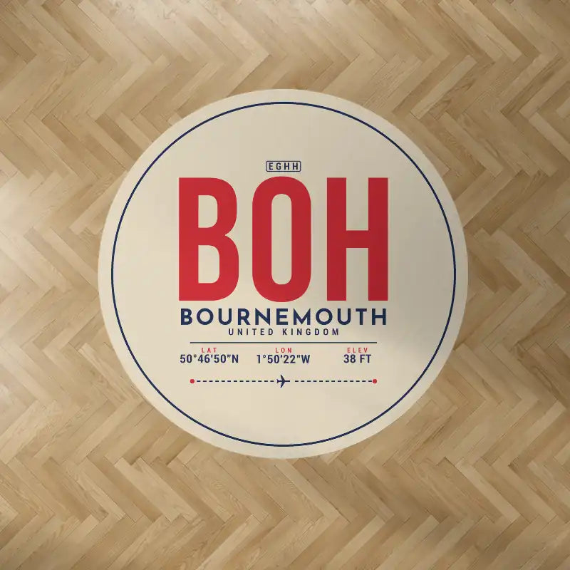 Bournemouth Airport (BOH) Carpets - Carpet Round - ID Tag - Beige V2