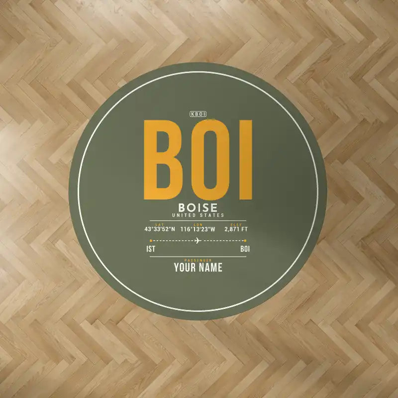 Boise Airport (BOI) Carpets - Carpet Round - ID Tag + Name - Green Army V2