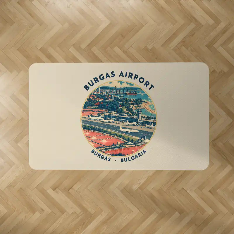 Burgas Airport (BOJ) Carpets - Carpet Rectangle - Badge - Beige V2