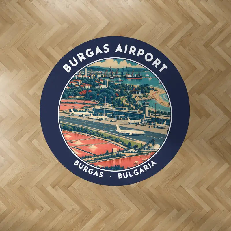 Burgas Airport (BOJ) Carpets - Carpet Round - Badge - Dark Blue V2
