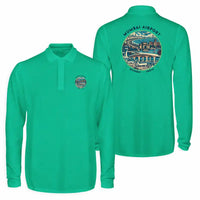 Thumbnail for Mumbai Chhatrapati Shivaji Maharaj International Airport (BOM) Premium Polo T-Shirts - Badge - Long Sleeve - Green