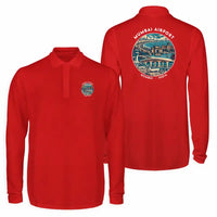 Thumbnail for Mumbai Chhatrapati Shivaji Maharaj International Airport (BOM) Premium Polo T-Shirts - Badge - Long Sleeve - Red