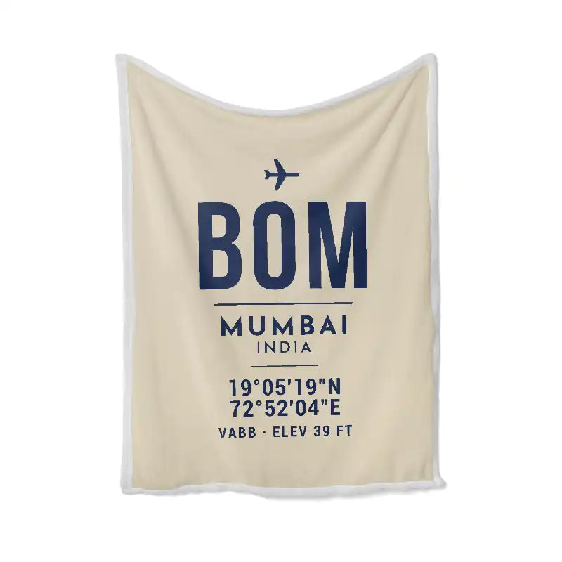 Mumbai Chhatrapati Shivaji Maharaj International Airport (BOM) Bedding Sets & Blankets - Blanket - ID Tag - Beige