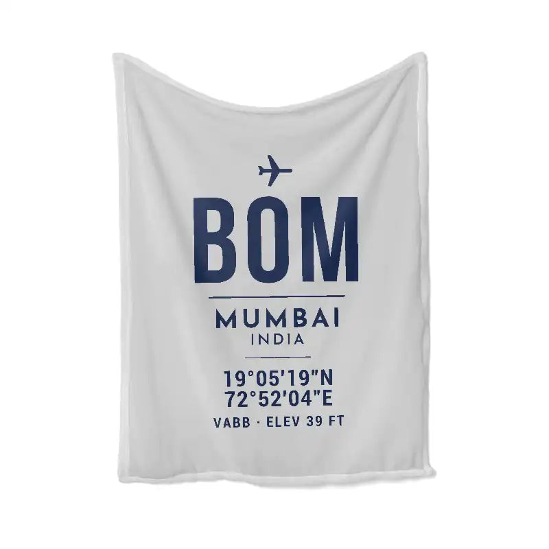 Mumbai Chhatrapati Shivaji Maharaj International Airport (BOM) Bedding Sets & Blankets - Blanket - ID Tag - Light Gray