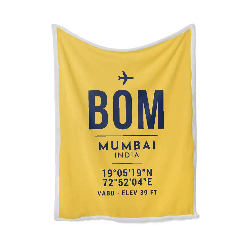 Mumbai Chhatrapati Shivaji Maharaj International Airport (BOM) Bedding Sets & Blankets - Blanket - ID Tag - Yellow