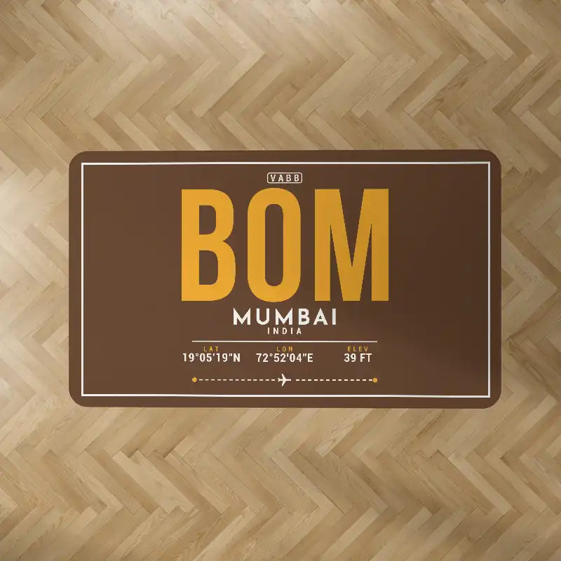Mumbai Chhatrapati Shivaji Maharaj International Airport (BOM) Carpets - Carpet Rectangle - ID Tag - Brown V2