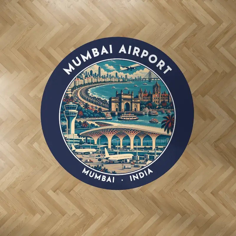 Mumbai Chhatrapati Shivaji Maharaj International Airport (BOM) Carpets - Carpet Round - Badge - Dark Blue V2