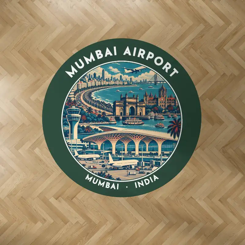 Mumbai Chhatrapati Shivaji Maharaj International Airport (BOM) Carpets - Carpet Round - Badge - Dark Green V2