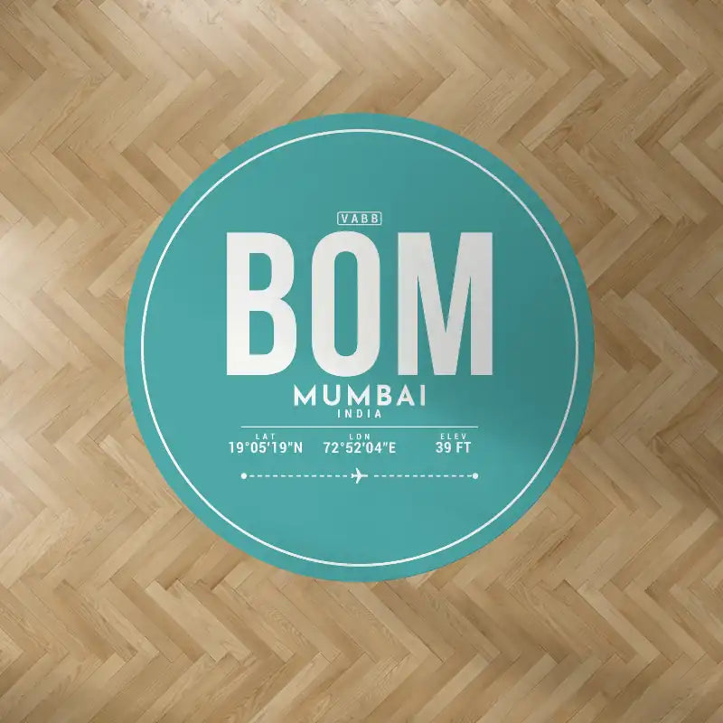 Mumbai Chhatrapati Shivaji Maharaj International Airport (BOM) Carpets - Carpet Round - ID Tag - Turquoise V2