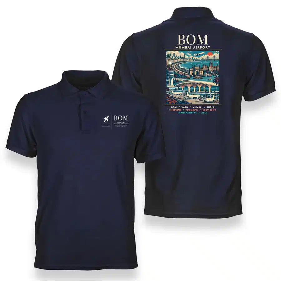BOM - Poster - Double-Side Polo - Navy Blue