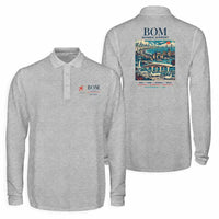 Thumbnail for Mumbai Chhatrapati Shivaji Maharaj International Airport (BOM) Premium Polo T-Shirts - Poster - Long Sleeve - Gray