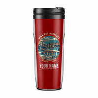 Thumbnail for Mumbai Chhatrapati Shivaji Maharaj International Airport (BOM) Travel Mugs - Badge + Name - Plastic (No Holder) - Red
