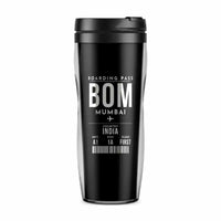 Thumbnail for Mumbai Chhatrapati Shivaji Maharaj International Airport (BOM) Travel Mugs - Boarding Pass - Plastic (No Holder) - Black