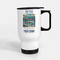 Thumbnail for Mumbai Chhatrapati Shivaji Maharaj International Airport (BOM) Travel Mugs - Poster + Name - Stainless Steel with Holder - White