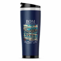 Thumbnail for Mumbai Chhatrapati Shivaji Maharaj International Airport (BOM) Travel Mugs - Poster - Stainless Steel (No Holder) - Dark Blue