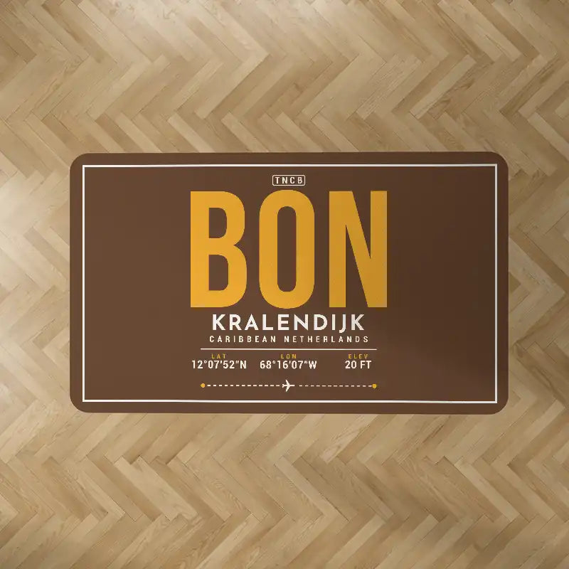 Bonaire Flamingo International Airport (BON) Carpets - Carpet Rectangle - ID Tag - Brown V2