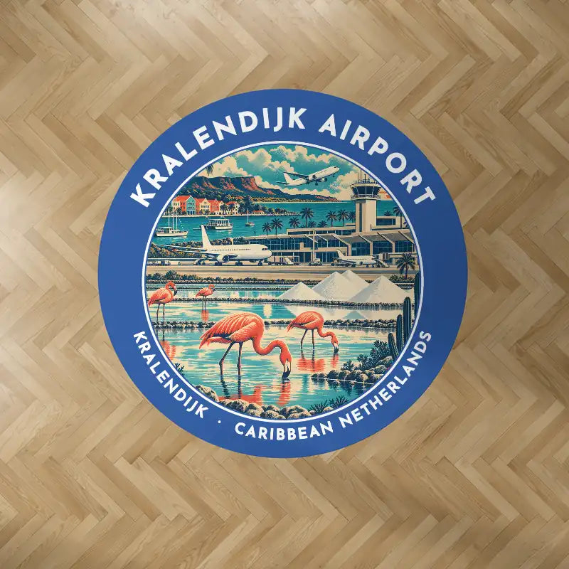 Bonaire Flamingo International Airport (BON) Carpets - Carpet Round - Badge - Blue V2