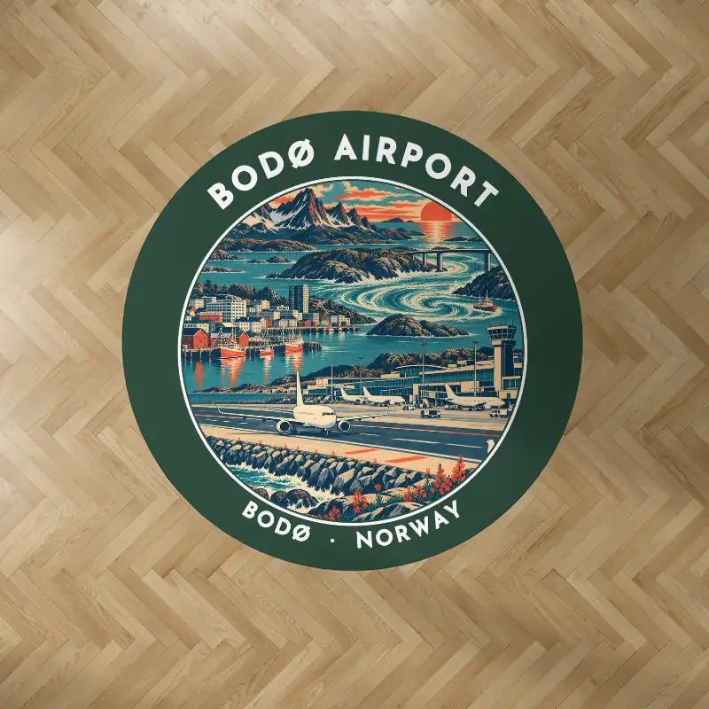 Bodø Airport (BOO) Carpets - Carpet Round - Badge - Dark Green V2