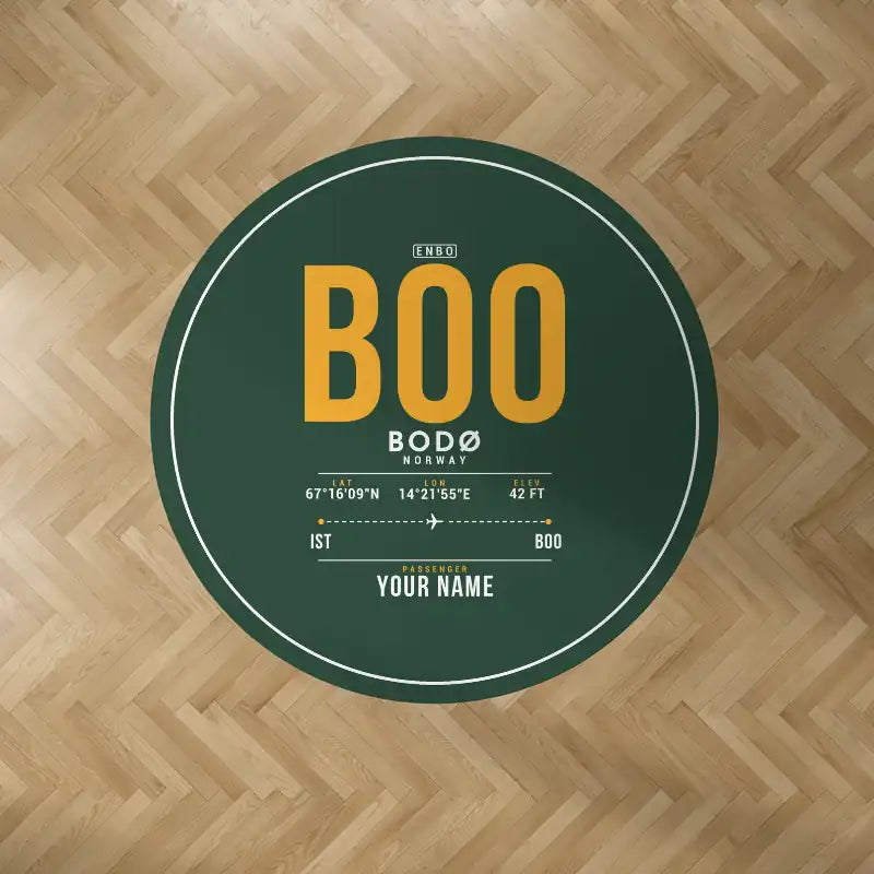 Bodø Airport (BOO) Carpets - Carpet Round - ID Tag + Name - Dark Green V2