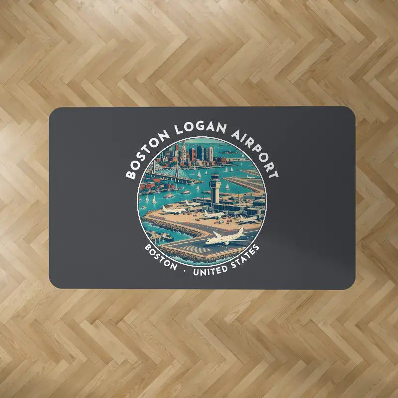 Boston Logan International Airport (BOS) Carpets - Carpet Rectangle - Badge - Dark Gray V2