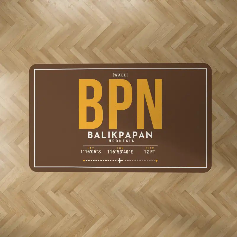 Sultan Aji Muhammad Sulaiman Sepinggan International Airport Balikpapan (BPN) Carpets - Carpet Rectangle - ID Tag - Brown V2