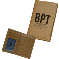 Thumbnail for Jack Brooks Regional Airport (BPT) Leather Wallets - Card Holder Wallet - Light - Tag