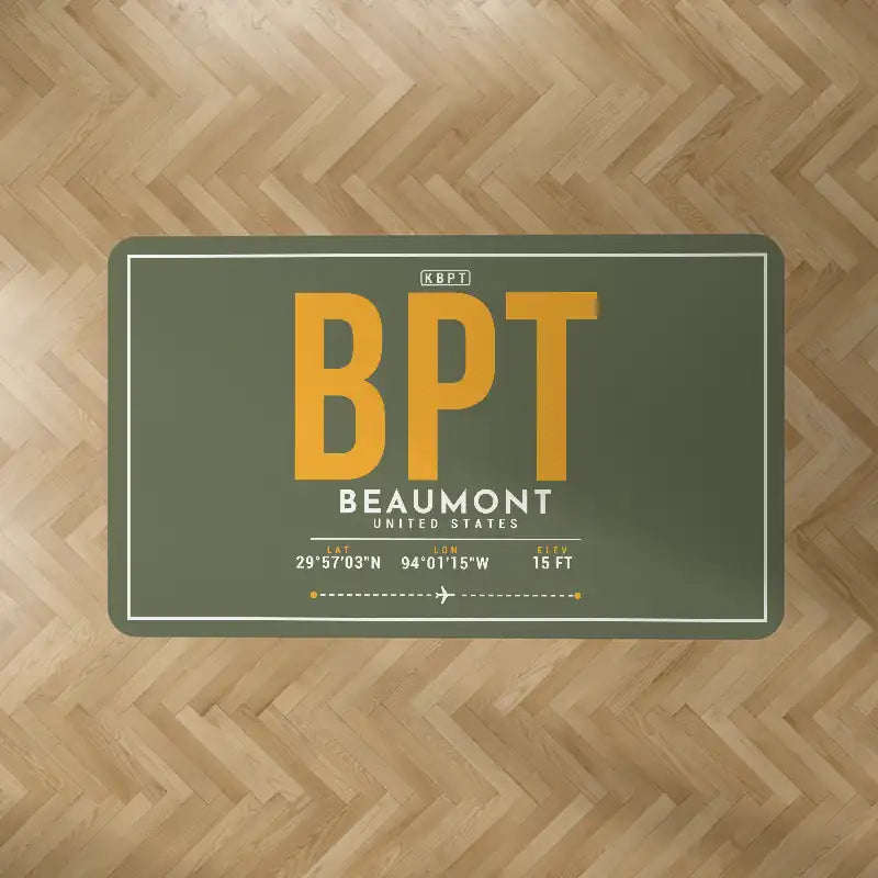 Jack Brooks Regional Airport (BPT) Carpets - Carpet Rectangle - ID Tag - Green Army V2
