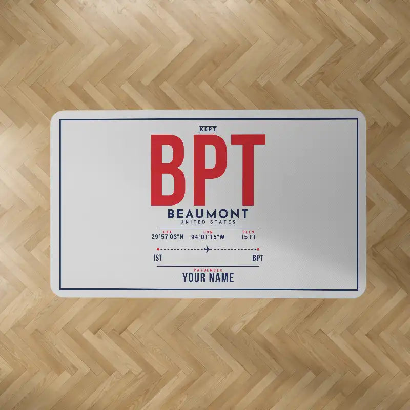 Jack Brooks Regional Airport (BPT) Carpets - Carpet Rectangle - ID Tag + Name - Light Gray V2