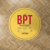 Thumbnail for Jack Brooks Regional Airport (BPT) Carpets - Carpet Round - ID Tag + Name - Yellow V2