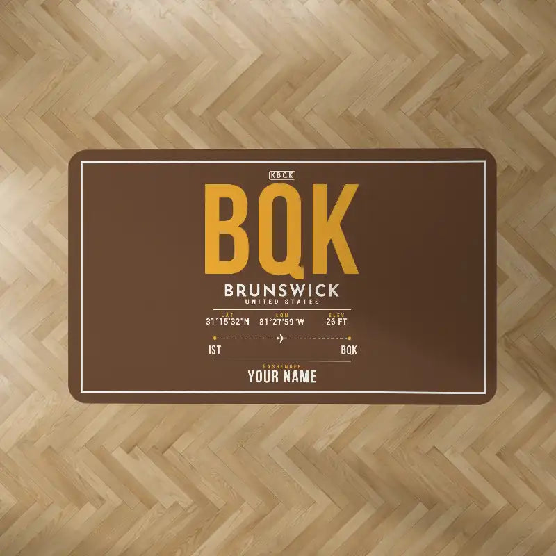 Brunswick Golden Isles Airport (BQK) Carpets - Carpet Rectangle - ID Tag + Name - Brown V2
