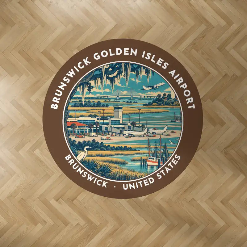 Brunswick Golden Isles Airport (BQK) Carpets - Carpet Round - Badge - Brown V2