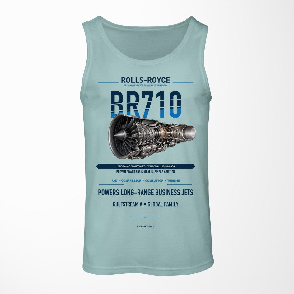 BR710 design on light green tank top