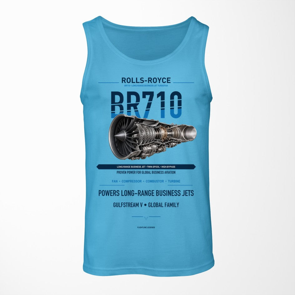BR710 design on sky blue tank top