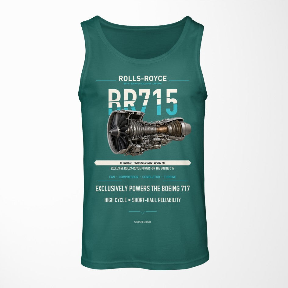 BR715 design on green tank top