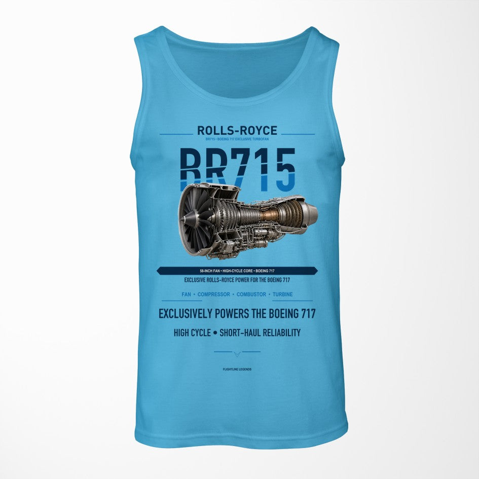 BR715 design on sky blue tank top
