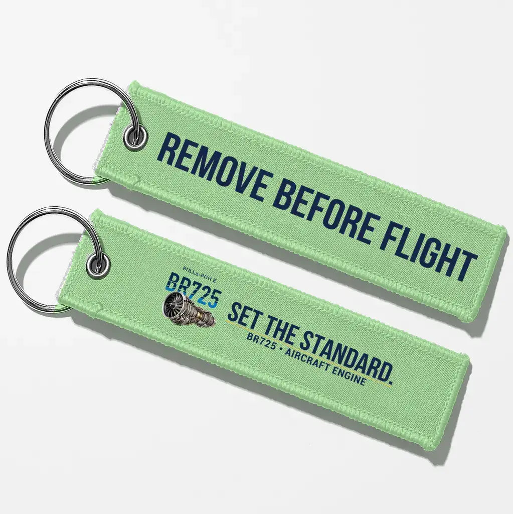 Rolls-Royce BR725 Engine Aviator Key Chains - Light Green - Remove Before Flight