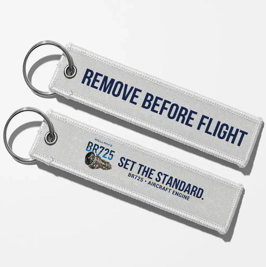 Rolls-Royce BR725 Engine Aviator Key Chains - White - Remove Before Flight