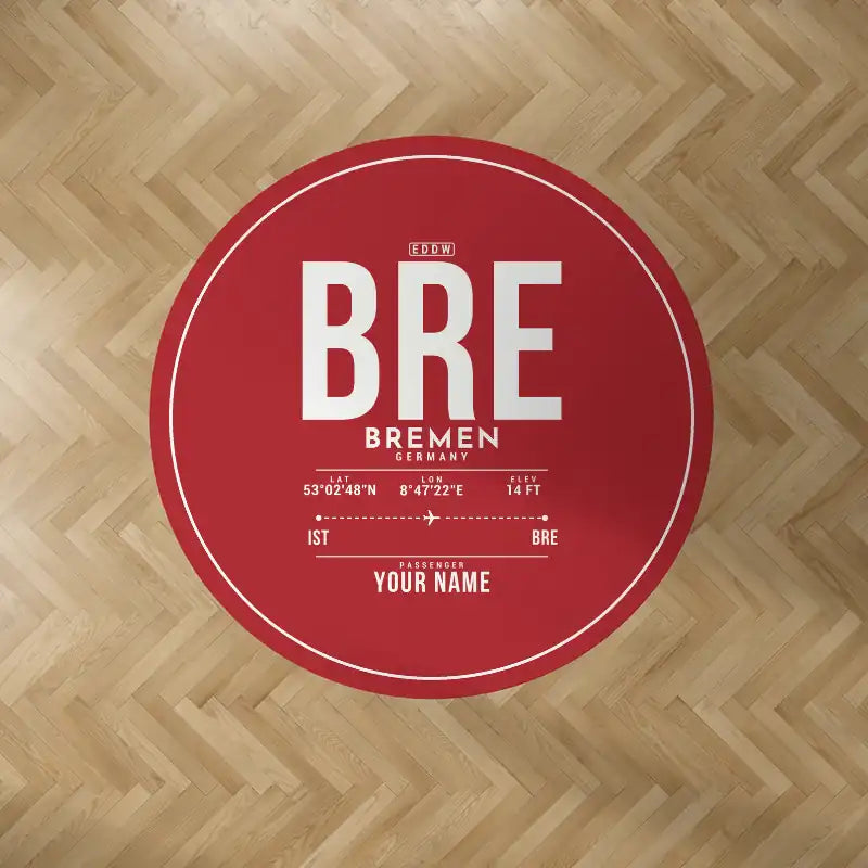 Bremen Airport (BRE) Carpets - Carpet Round - ID Tag + Name - Red V2