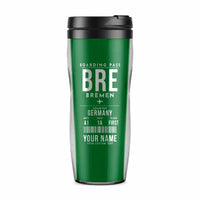 Thumbnail for Bremen Airport (BRE) Travel Mugs - Boarding Pass + Name - Plastic (No Holder) - Green