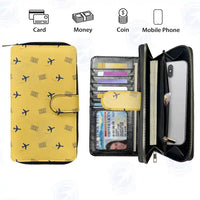 Thumbnail for Bremen Airport (BRE) Leather Wallets - Zip Long Wallet - Pattern - Yellow