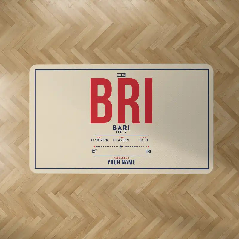 Bari Karol Wojtyła Airport (BRI) Carpets - Carpet Rectangle - ID Tag + Name - Beige V2