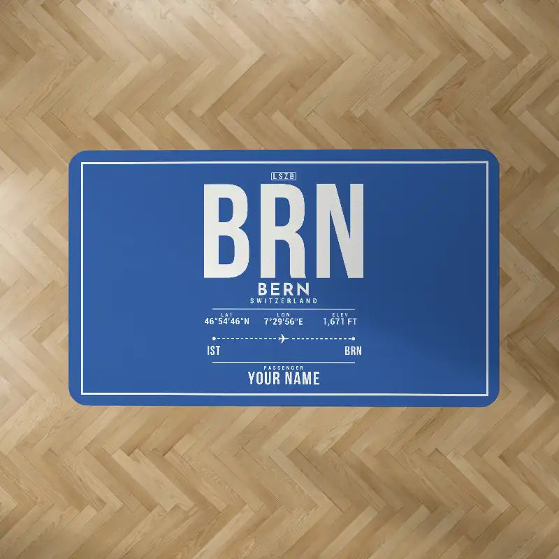 Bern Airport (BRN) Carpets - Carpet Rectangle - ID Tag + Name - Blue V2