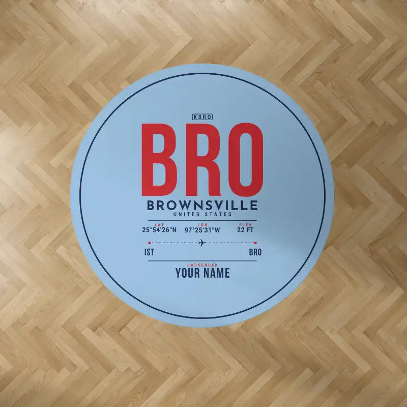 Brownsville South Padre Island International Airport (BRO) Carpets - Carpet Round - ID Tag + Name - Light Blue V2