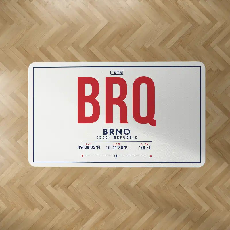 Brno - Turany Airport (BRQ) Carpets - Carpet Rectangle - ID Tag - White V2
