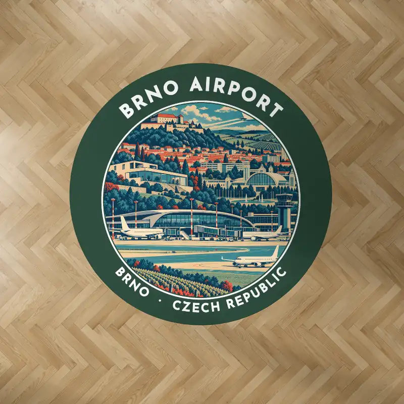 Brno - Turany Airport (BRQ) Carpets - Carpet Round - Badge - Dark Green V2