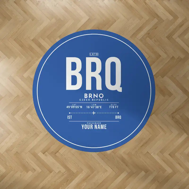 Brno - Turany Airport (BRQ) Carpets - Carpet Round - ID Tag + Name - Blue V2